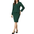 thumbnail image 1 of Conjunto de falda de 2 piezas para mujer INSPIRE CHIC, blazer peplum, falda lápiz de cintura alta, atuendo de trabajo en verde oscuro, 1 of 6