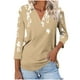 thumbnail image 1 of Camiseta de Solapa de Cuello en V de la Manga Superior de 3/4 de las Mujeres, Uso Diario Cómodo Casual, 1 of 5