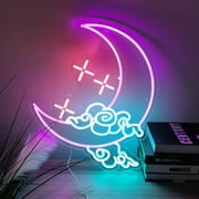 Moon Cloud Star Neon Sign Custom Handmade Art Neon Light Personalized LED neon light(Purple-Blue)