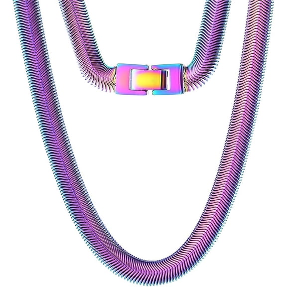 Zephyriana Stainless Steel Snake Chain Necklace Flexible Flat Herringbone Necklaces for Women Men