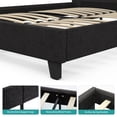 thumbnail image 5 of Mecor Upholstered Linen Platform Queen Size Bed Metal Frame - with Solid Wood Slats Support - Square Stitched Headboard - Black, Queen, 5 of 8