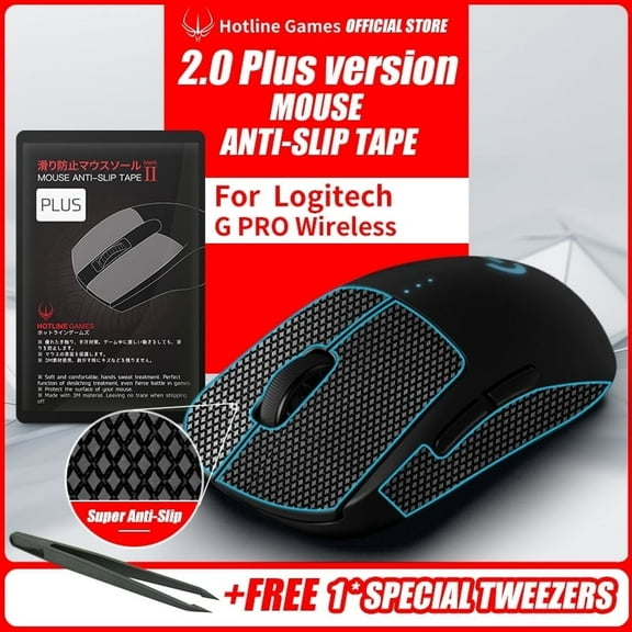 Hotline Games Mouse Grip Tape - Compatible with Logitech G PRO Wireless/GPW Gaming Mouse, Anti-Slip Argyle Pattern, 1-Pack (Black)