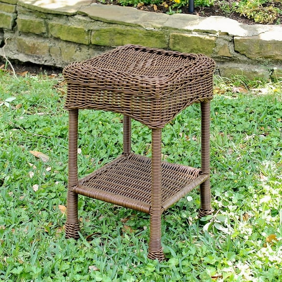 International Caravan Monaco Wicker Patio Side Table-Mocha