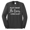 thumbnail image 2 of Wild Bobby Plot Twist He Lives Luke 24:23 Inspirational/Christian Men Long Sleeve Shirt, Charcoal, Small, 2 of 5