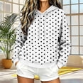 thumbnail image 5 of Womens Graphic Hoodies Drawstring Loose Pullover Hooded Sweatshirts with Pocket Drop Shoulder Long Sleeve Tops (3XL, White|Polka Dot), 5 of 6