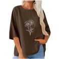 thumbnail image 6 of YUGYXL Casual Gauze Shirt for Women 3/4 Sleeve Loose Fit Linen Tops Comfy Soft Lightweight Tunic Tee Summer Vacation Blouse Brown L, 6 of 6