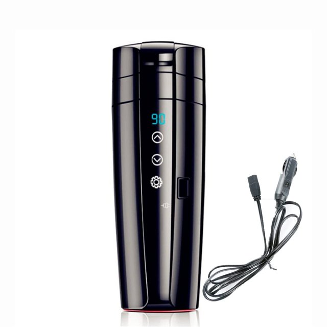 Hervidor de agua portátil para coche, 12 V, 350 ml, para encendedor de coche, a prueba de fugas, para camping y con pantalla táctil.