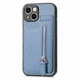 thumbnail image 2 of For iPhone 15 Carbon Fiber Vertical Flip Zipper Phone Case, 2 of 5