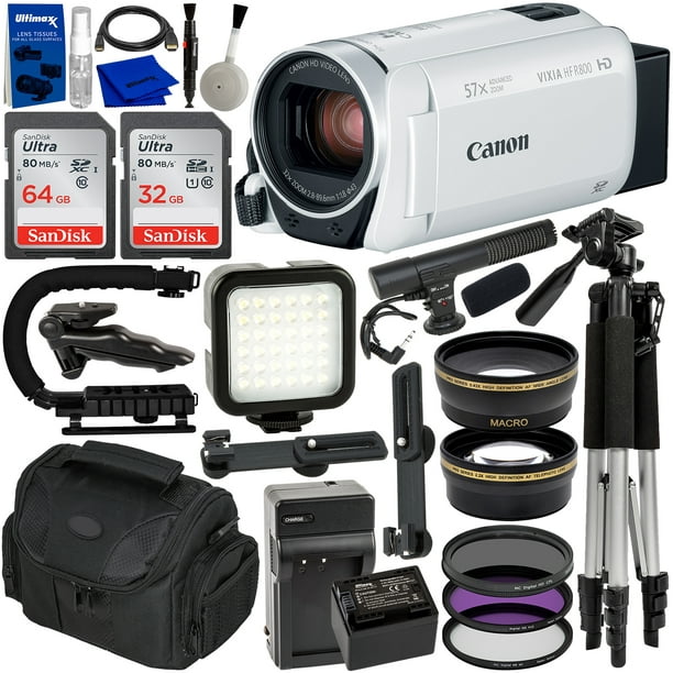 Canon VIXIA HF R800 Camcorder (White) & 14PC Deluxe Accessory Bundle