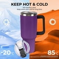 thumbnail image 4 of 40 oz Insulated Tumbler with Handle, Leak-Proof Straw Lid, Stainless Steel Travel Mug for Car & Road Trips - Dark Purple Gradient, 4 of 6