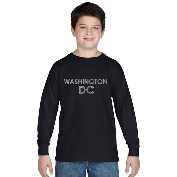 LA Pop Art Boy's Word Art Long Sleeve - WASHINGTON DC NEIGHBORHOODS