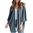 thumbnail image 1 of LinYooLi Women's Kimono Open Front Waffle Knit Cardigans Solid Sweater Batwing Sleeve Shawl Collared Soft Slouchy Cloak, 1 of 6