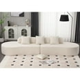 thumbnail image 2 of 130" Curved Sofa Couch for Living Room, Modern Terrycloth Fabric Upholstered Sleeper Sofa with 3 Pillows, Modular Sectional Sofa Set for Bedroom Apartment, No Assembly Required, Beige, 2 of 7