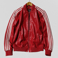 thumbnail image 3 of HIDE CRAFTS Men's Red Bomber Genuine Sheepskin Leather Baseball Jacket, Rib Knit Collar, Sporty Style (US, Alpha, X-Large, Regular, Regular, Red), 3 of 7