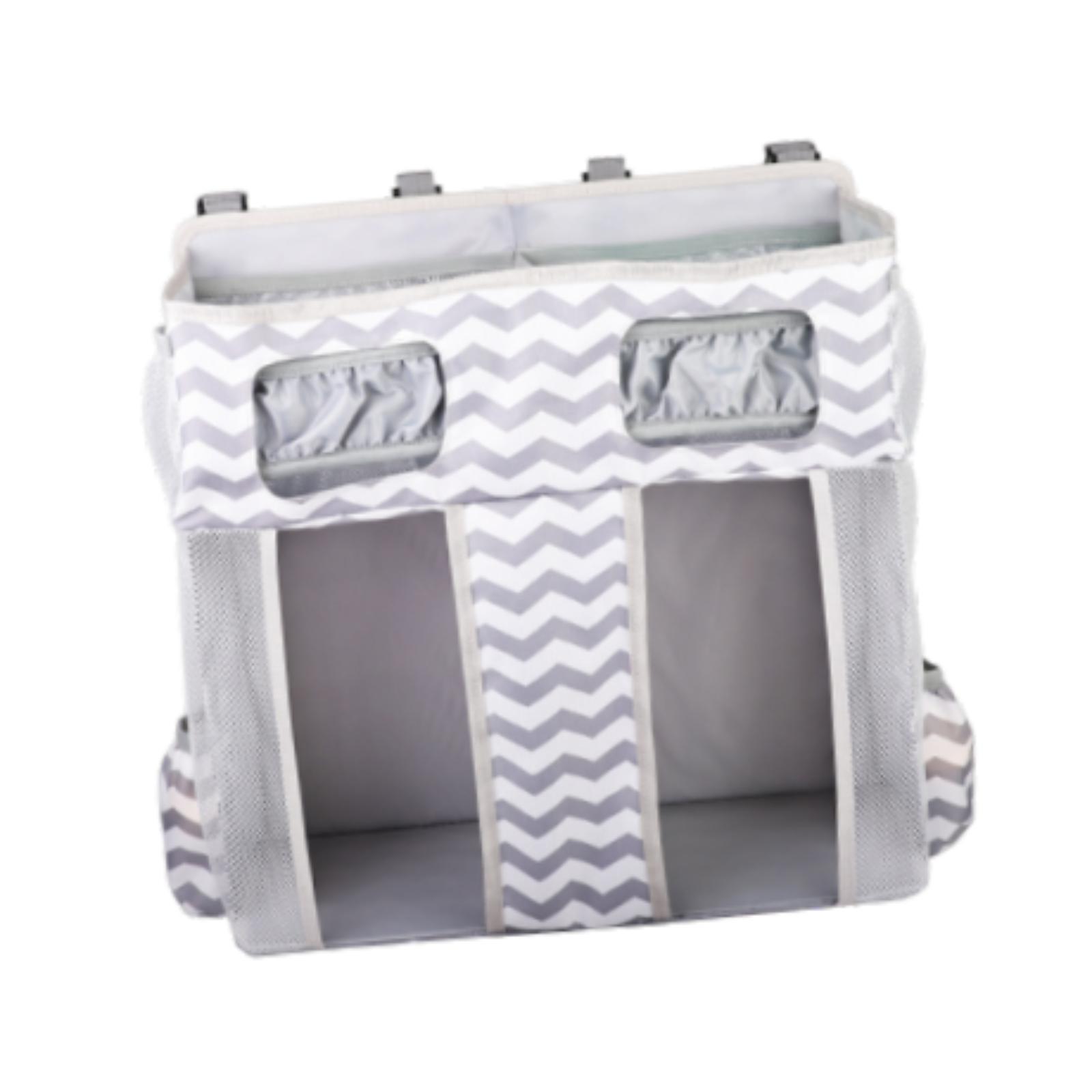 WeiLaiKeQi Hanging Diaper Organizer Spacious Changing Table Playard Baby Diaper Stacker Gray White Stripes