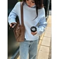 thumbnail image 4 of Women Turtle-Neck Sweater Chunky Long Sleeve Knitted Pullover High Low Hem Trendy Fall Winter Top Light Blue S, 4 of 6