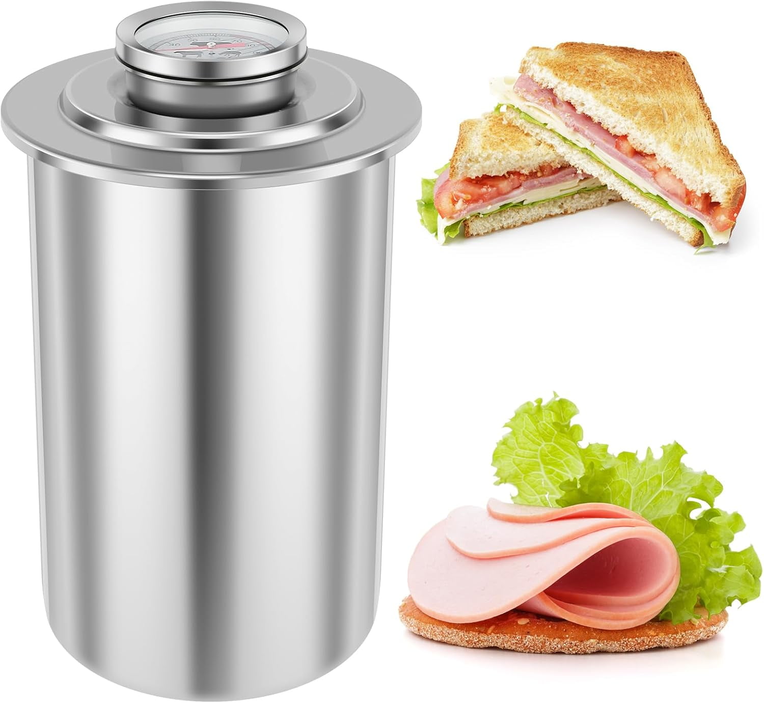 Ham Maker Meat Press for Making Ham Press Deli Meat Maker, Homemade Lunch Meat Press Maker with Thermometer, Meat Press Mold Cooker for Deli Meat