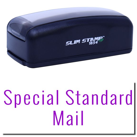 Large Pre-Inked Special Standard Mail Stamp, Slim 1854, Ultra Slim Design, Impression Size 1-13/16" by 2-1/2", Up to 25,000 Impressions - Purple Ink