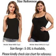 Vaslanda 3 Packs Camisole Tops for Women with Built in Padded Bra Adjustable Spaghetti Strap Summer Tank Tops