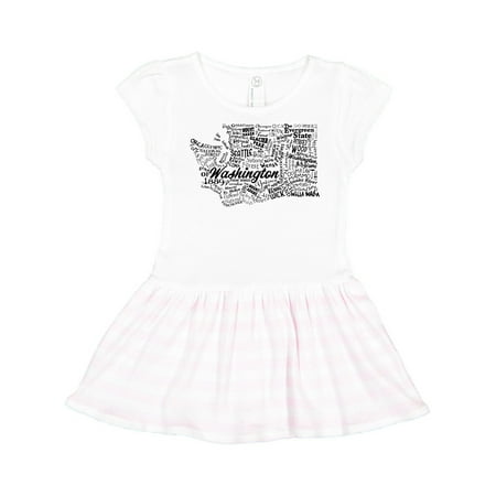 

Inktastic Washington State Word Salad- state outline Gift Toddler Girl Dress