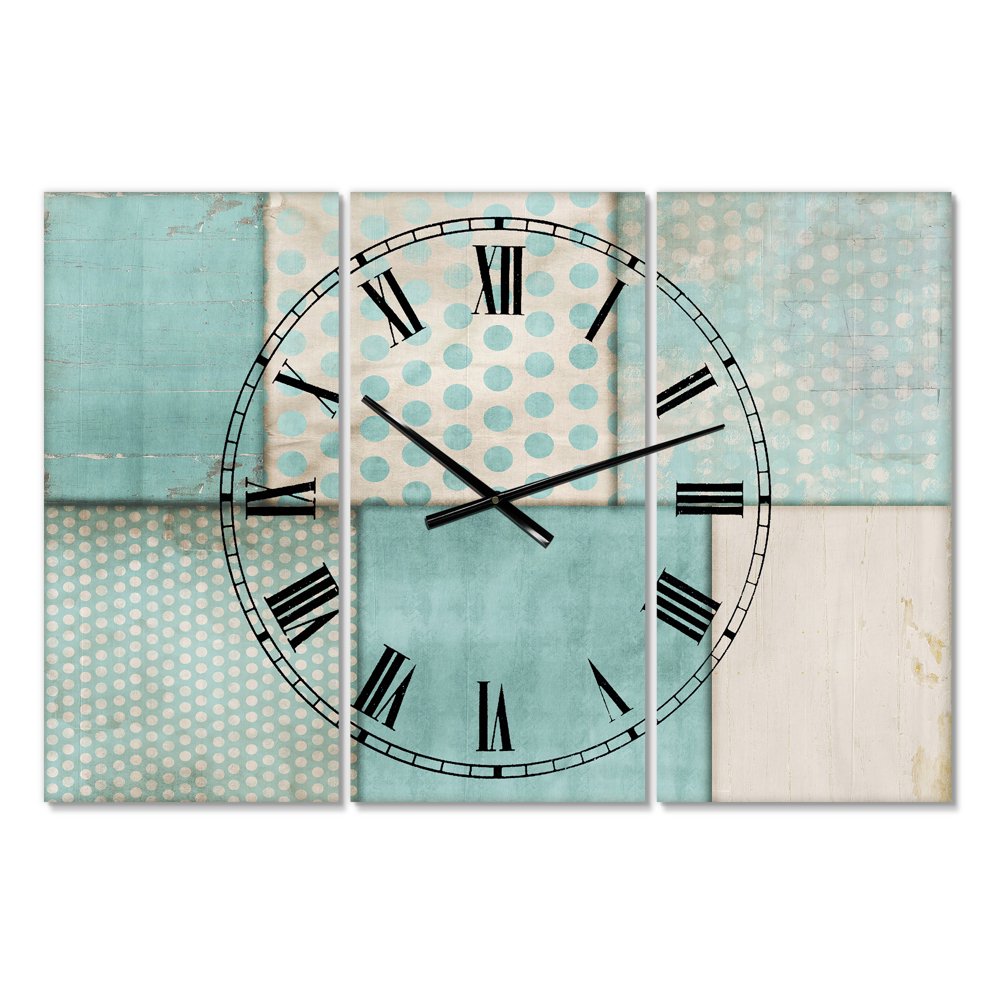 Designart 'Teal Print Collage' Large MidCentury Wall Clock Walmart