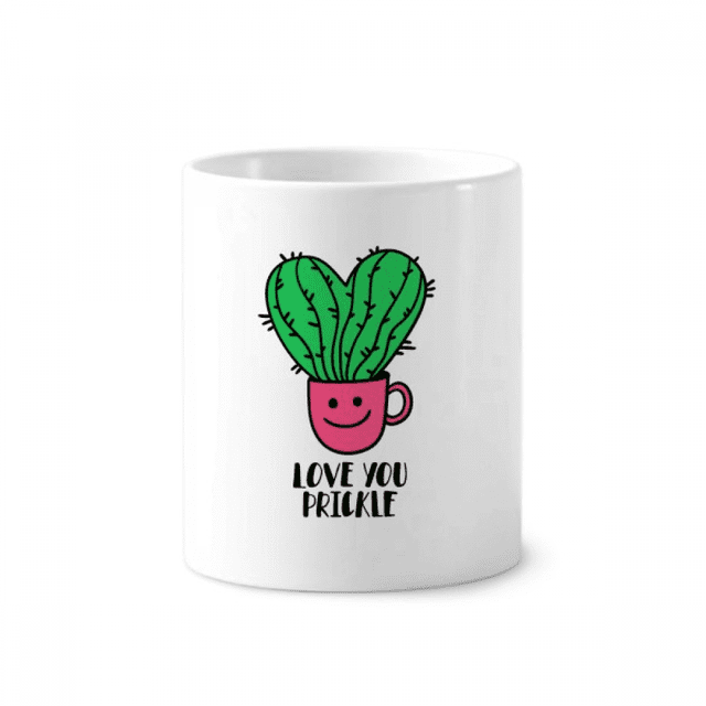 Amo la espina de cactus Cepillo de dientes titular de la pluma Mug de ceramica blanca taza 350ml