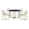 thumbnail image 1 of Round 45 x 45 5pc Dining Set with Black Wood Top and Cream Velvet Chairs, 1 of 5