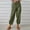*Army Green, variant on Women's Linen Blend Elastic Waist Cropped Harem Pants,Casual Trousers with Pockets for Summer Gray,Women's Plus M