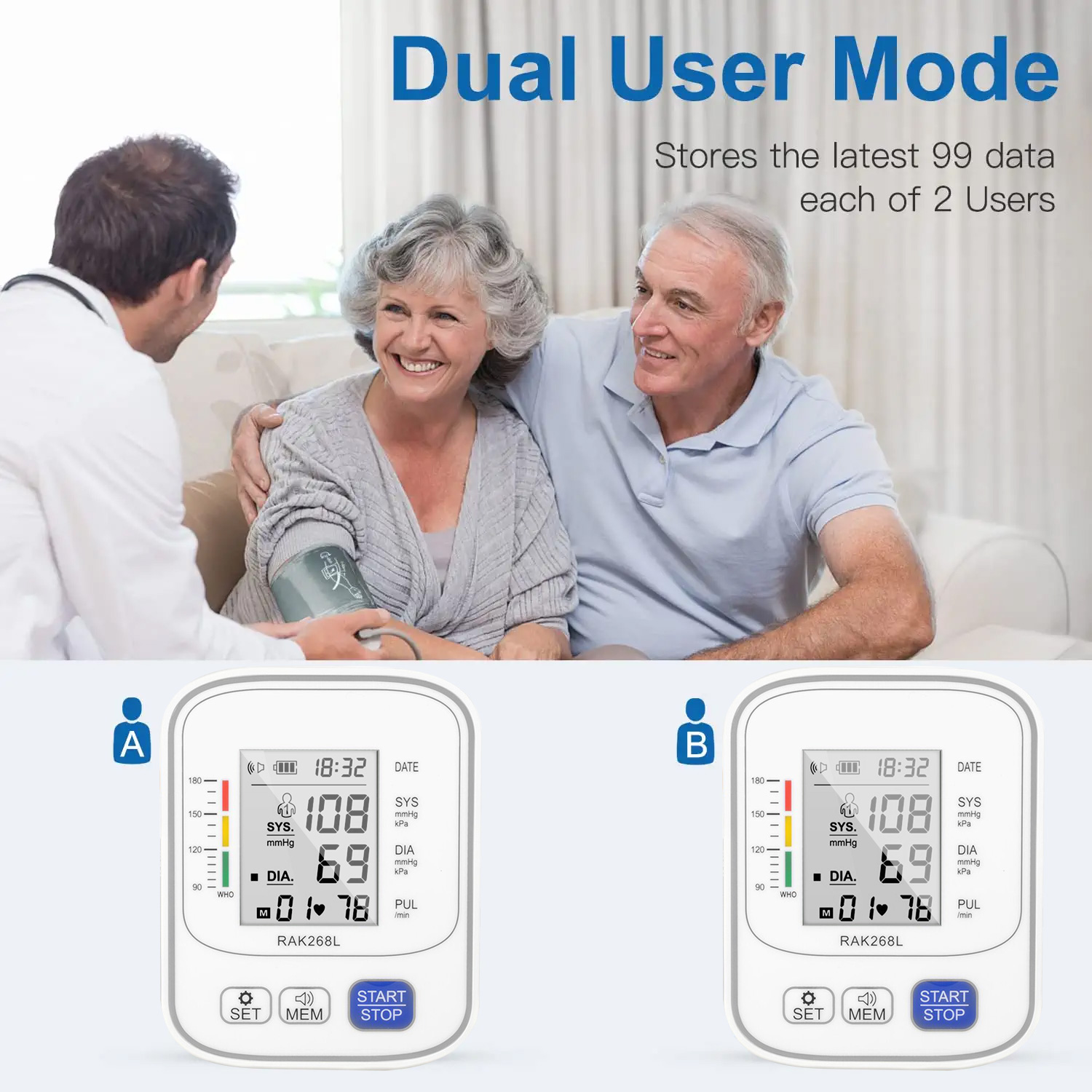 Brazalete de presión arterial BDUN, máquina de presión arterial con cable USB, monitor de pulso para uso doméstico 5