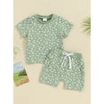 thumbnail image 3 of Musuos Baby Girls 2 Piece Outfit 6 12 18 24M 3T Floral Print Short Sleeve T-Shirt and Elastic Shorts Set Cute Summer Clothes, 3 of 10