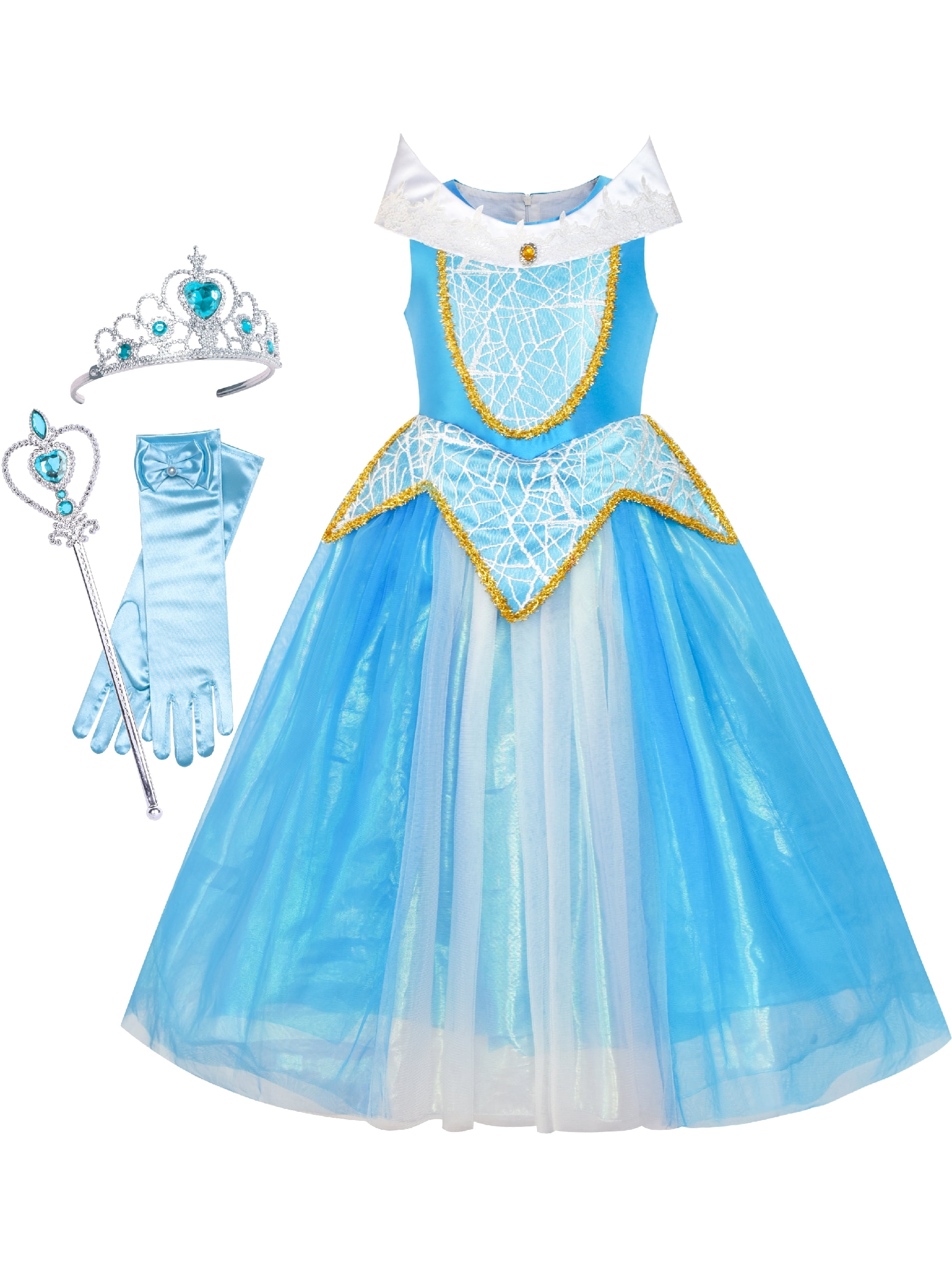 Sunny Fashion Princess Dress Costume Accessories Crown Magic Wand Size 5-12