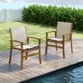 thumbnail image 2 of Costway 2 PCS Outdoor Dining Chairs Acacia Wood Patio Chairs with Breathable Fabric Seat, 2 of 8