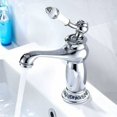 thumbnail image 1 of Grifo de lavabo Grifo de lavabo de cerámica de latón Porcelana blanca y negra Cuello largo Floral vintage con entrada Grifo de agua fría/caliente Baño de cocina (cromado), 1 of 5