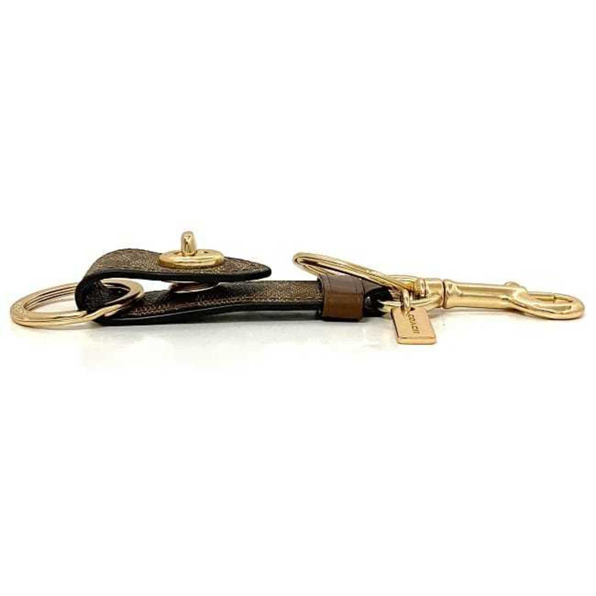 Rockstar Leatherworks Brown Leather Keychain with Beige Stitching & Trigger Snap