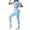 Light Blue, variant on Erwazi Two Piece Yoga Outfit Sets for Women Casual Cropped Short Sleeve Tops and Slim Fit Tummy Control Pants 2 Pcs Tracksuits Set, Black, L