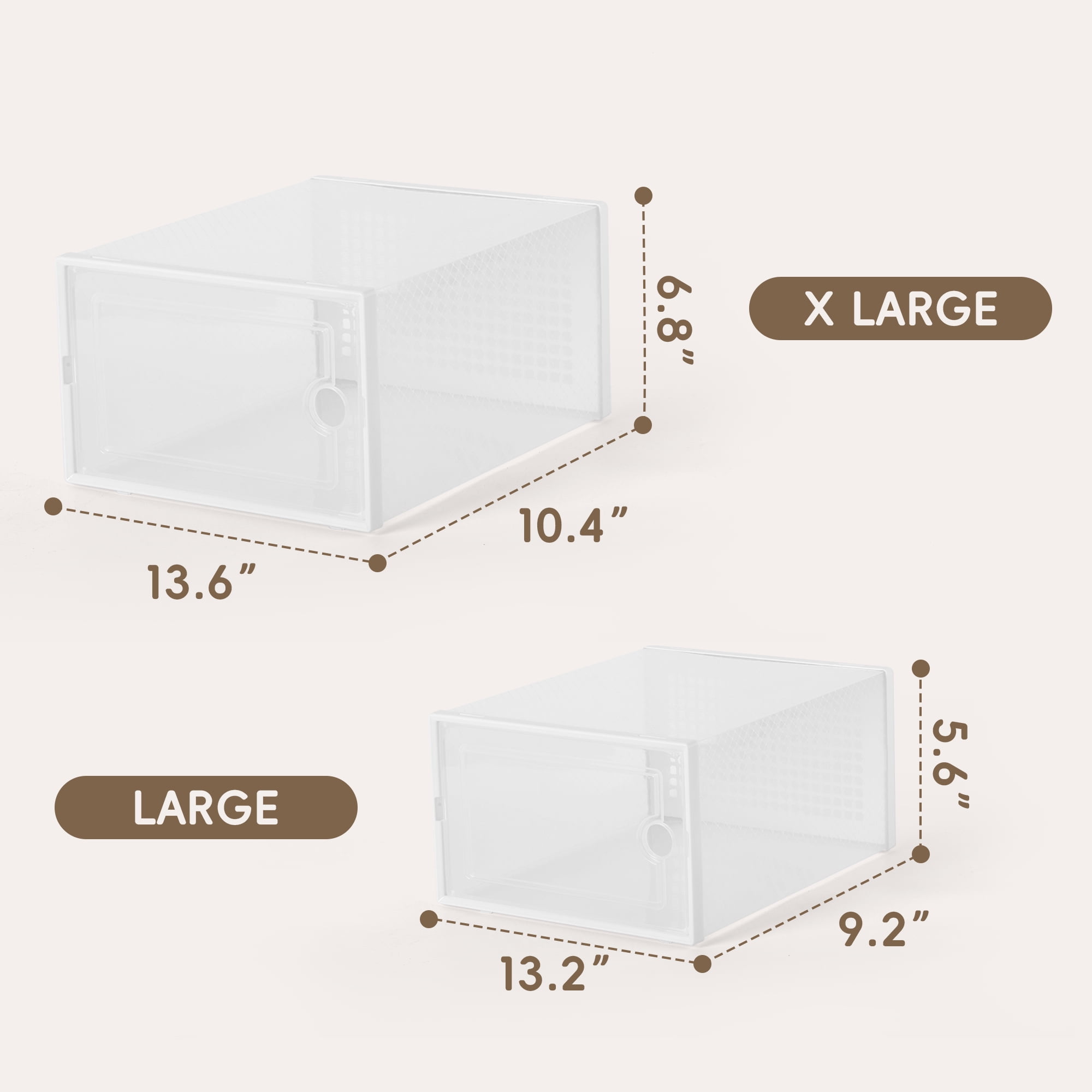 VUSIGN 12 Pack Large Shoe Storage Box, Clear Plastic Stackable Shoe Organizer for Closet, Space Saving Foldable Shoe Rack Sneaker Container Bin Holder