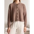 thumbnail image 6 of LMLYSoH Women's Crew Neck Knit Cardigan Basic Long Sleeve Solid Color Button Down Sweater Outwear, 6 of 9