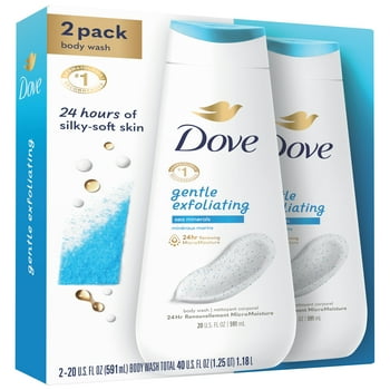 Dove Body Wash Gentle Exfoliating , 20 oz, 2 Count
