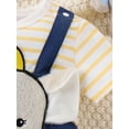 thumbnail image 6 of FEORJGP Infant Baby Boys Summer Clothes Newborn Short Sleeve Rompers Crew Neck Jumpsuits Cartoon Bear Embroidery Stripe Fake Two-Pieces Bodysuits Toddler Loose Casual Cute Set, 6 of 9