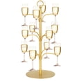 thumbnail image 3 of Wanchiy 3-Tier Metal Cocktail Red Wine Tree Stand with 12 Glass Holders – Crystal Accents for Home Bar, 3 of 8