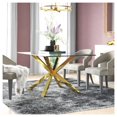 thumbnail image 4 of Plata Décor Import Inc Culture Dining Table With Glass Top and Gold metal base, 4 of 5