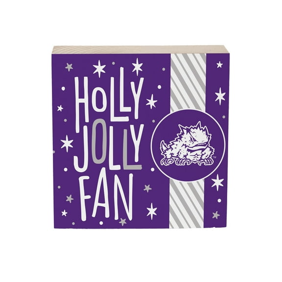 TCU Horned Frogs 6" Holiday Wood Plock Shelf Sign