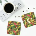thumbnail image 4 of Picia Fruits Vegetables And Berries Printed Leather Coasters for Drinks, 4" Drink Coasters Set of 4 for Tabletop Protection, Handmade Luxurious Home Décor and Housewarming Gift -Square, 4 of 6