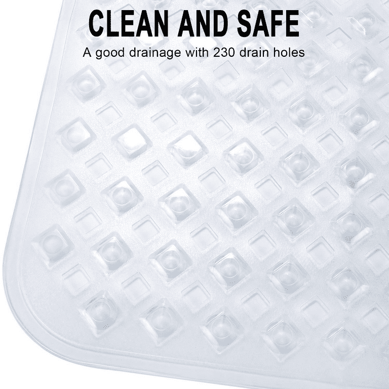 Bathsafe 24x35Inch XXXXL Overlarge Non-Slip Shower Mats Machine Washable Bath Tub Mat with Suction Cups and Drain Holes for Bathroom Floor,White