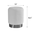 thumbnail image 3 of Bellini White Boucle Fabric Round Footstool Ottoman with Golden Accent Base Small Size, 3 of 5