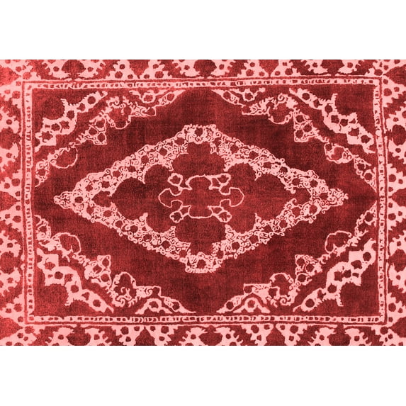 Ahgly Company Machine Washable Indoor Rectangle Abstract Red Modern Area Rugs, 2' x 4'