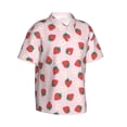 thumbnail image 2 of Daiia Strawberry Floral Hawaiian Shirt for Men Gentle Cotton Regular Short Sleeve Casual-Large, 2 of 9