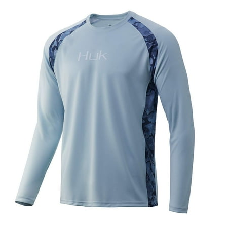 Huk Men s Strike Solid Long Sleeve Shirt | Long Sleeve Performance Fishing Shirt With +30 UPF Sun Protection & Water Repellent & Stain Resistant Material (Plein Air Small)