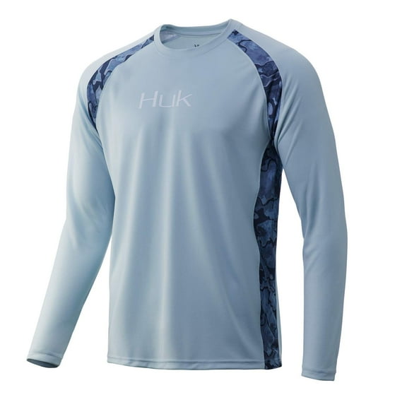 Huk Men's Strike Solid Long Sleeve Shirt | Long Sleeve Performance Fishing Shirt With 30 UPF Sun Protection & Water Repellent & Stain Resistant Material (Plein Air, Small)