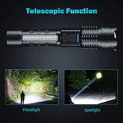 90000 Lumens Powerful Flashligh, Rechargeable Super Bright LED Flashlights with 8 Lighting Mode, Waterproof Zoomable Flashlights for Emergencies, Home, Camping, Hiking